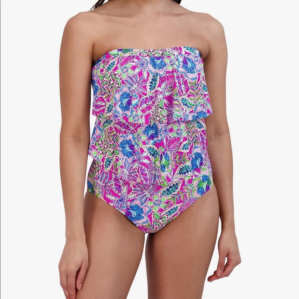 Stella Parker Womens Medium One Piece Swimsuit Tropical Floral Multicolor NWT